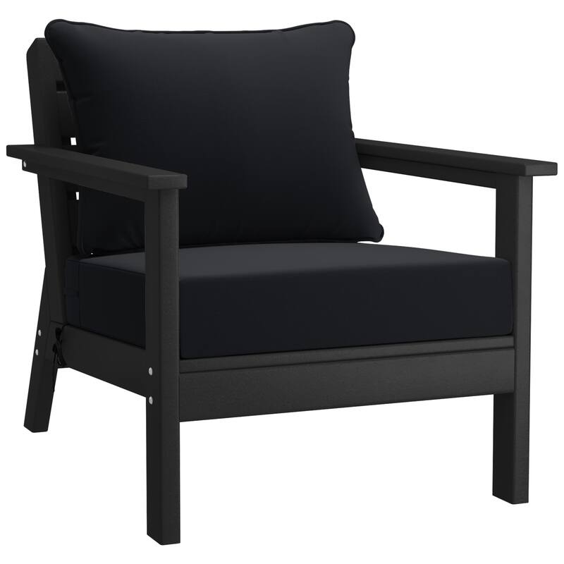 Birchwood All Weather HDPE Outdoor Patio Black Deep Seating Conversation Set (5-Piece Set)