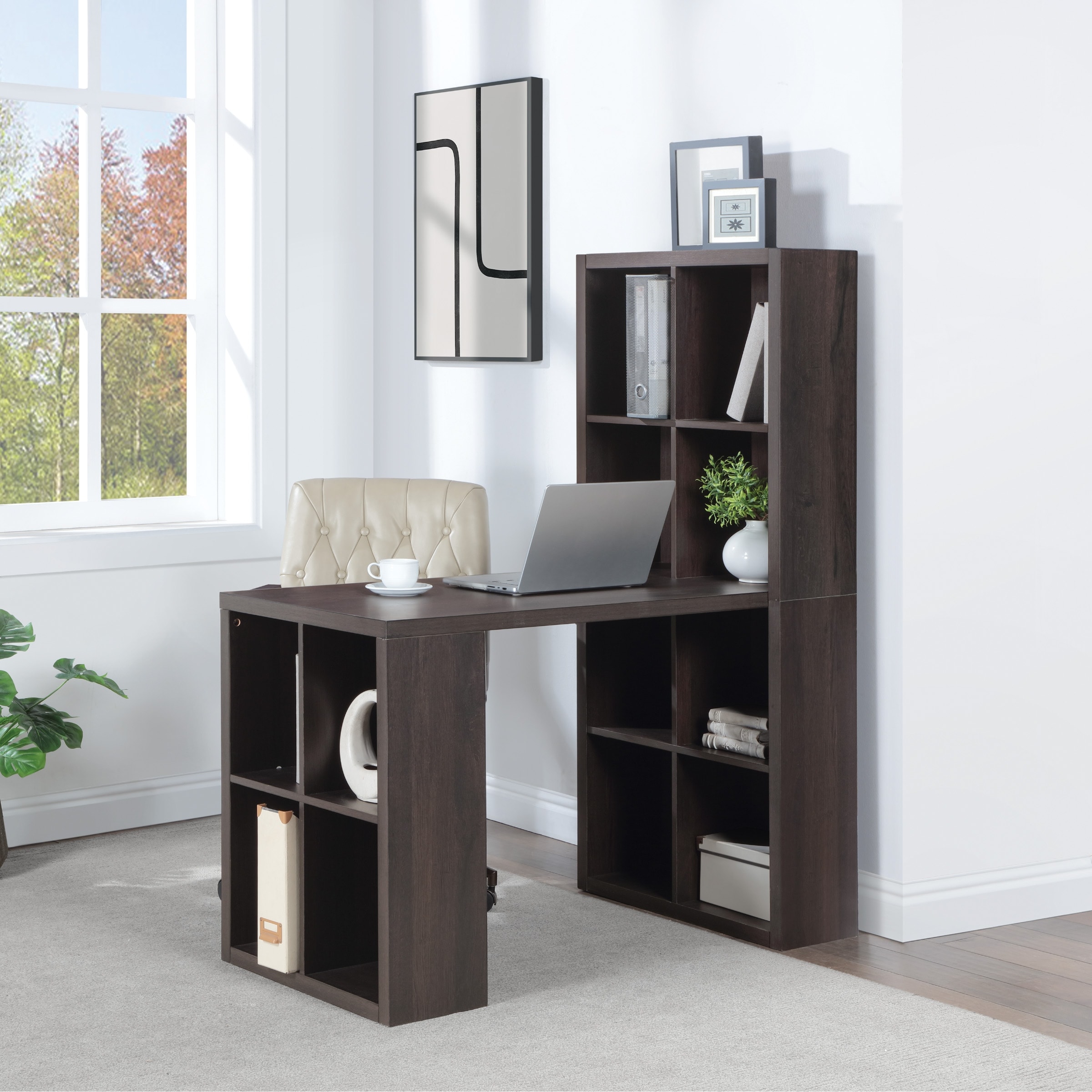 OSP 48" Desk and Dual Bookcase with Storage