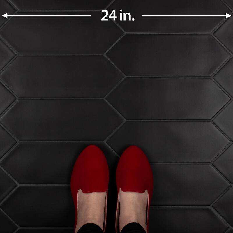 Merola Tile Kite Black 3-7/8" x 11-3/4" Porcelain Floor and Wall Tile