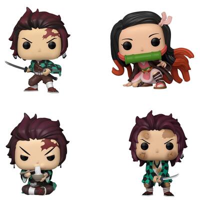 Funko Pop! 4 Pack Demon Slayer: Tanjiro Kamado #1403, Nezuko Kamado #868, Tanjiro Kamado #867, Tanjiro with Noodles #1304