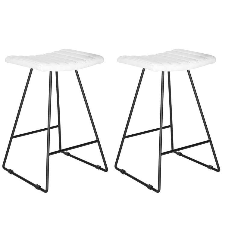 SAFAVIEH Doreen Mid-Century Dining Modern White 27-inch Counter Stool (Set of 2) - 16.5" x 16" x 26"