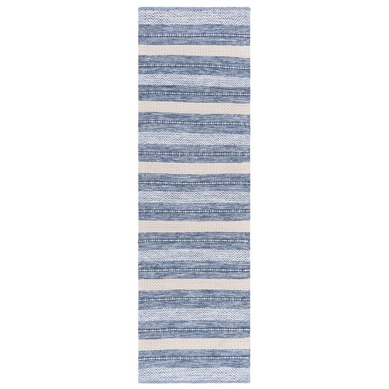 SAFAVIEH Handmade Montauk Robin Casual Cotton Rug - 2'3" x 8' Runner - Navy/Ivory