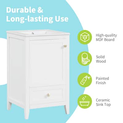 20" Bathroom Cabinet Vanity with Sink Top and A Drawer