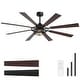 preview thumbnail 4 of 38, 52/65 Inch Ceiling Fan with Light, Modern Matte Black 8-Blade Fan, Reversible Wood Grain Blades, DC Motor, Remote Control