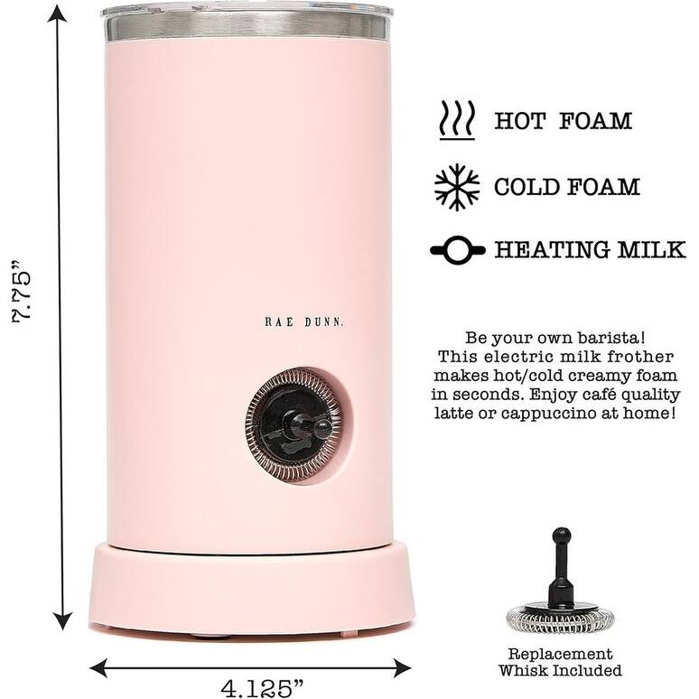 Rae Dunn Electric Milk Frother Steamer -Automatic Milk Steamer and Frother, Hot and Cold Foam Maker- 550 Watt