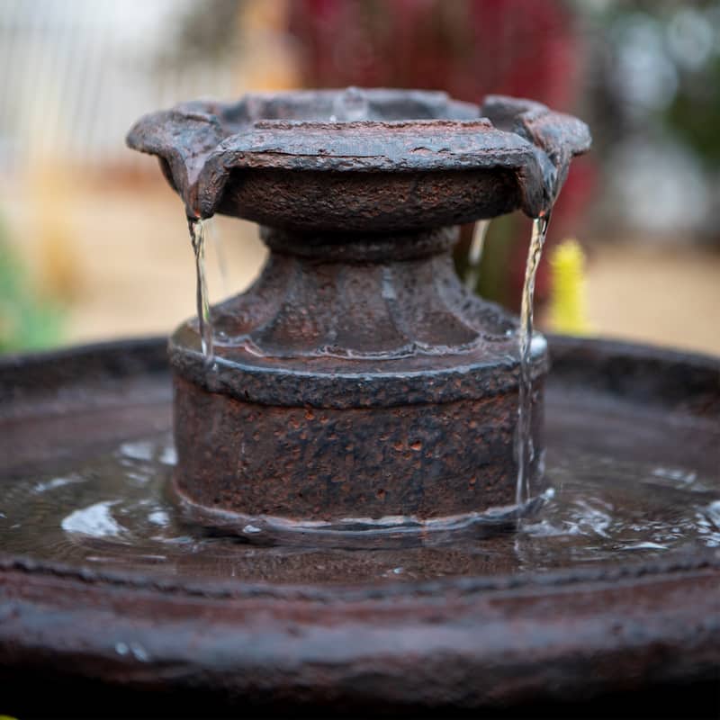 XBrand 28" Tiered Freestanding Classic Bird Bath Outdoor Water Fountain w/ Auto Shut-Off Pump, Brown