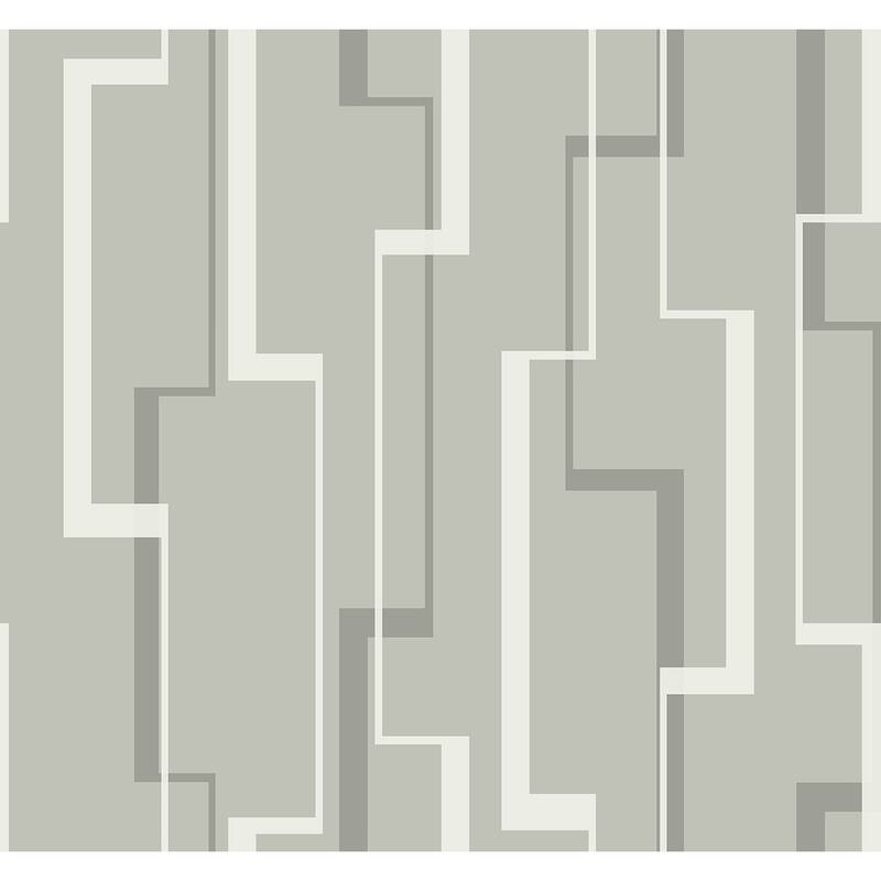 Seabrook Designs Cosmic Lined Geometric Unpasted Wallpaper - 27 in. W x 27 ft. L - Smoke & Metallic Silver