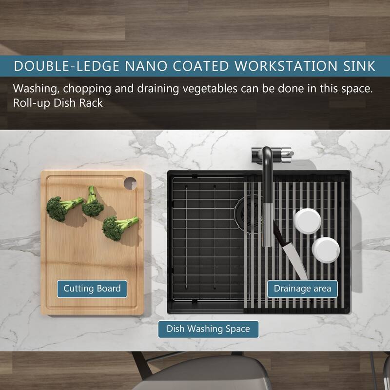 Undermount Stainless Steel Kitchen Sink -Black-Single Bowl