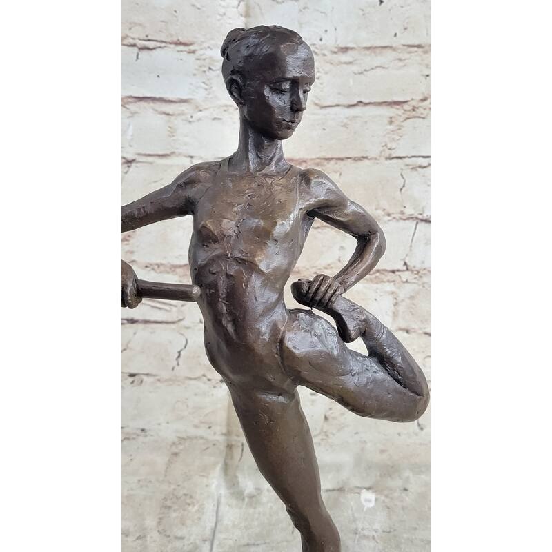 Ballerina Dancer Girl Bronze Statue Sculpture Figure On Marble Base 14 Inches X 8.5 Inches