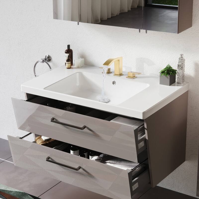 Widespread Bathroom Sink Faucet Dual Handle 3-Hole Basin Mixer Taps