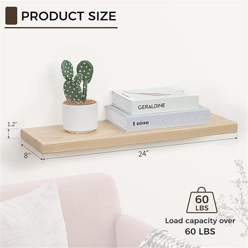 Floating Shelves for Wall 24 Inch - 8"D x 24"W x 1.2"H