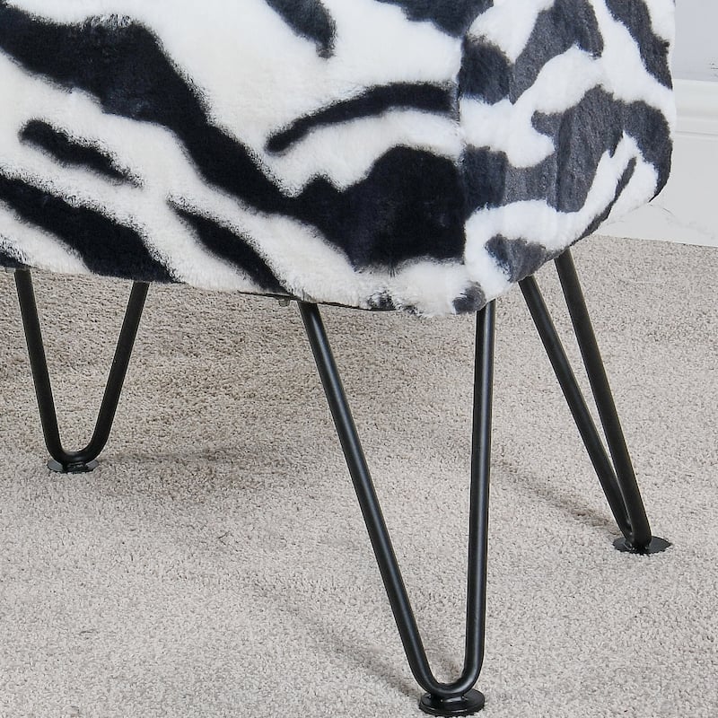 Home Soft Things Animal Pattern Ottoman Bench with Black Metal Legs