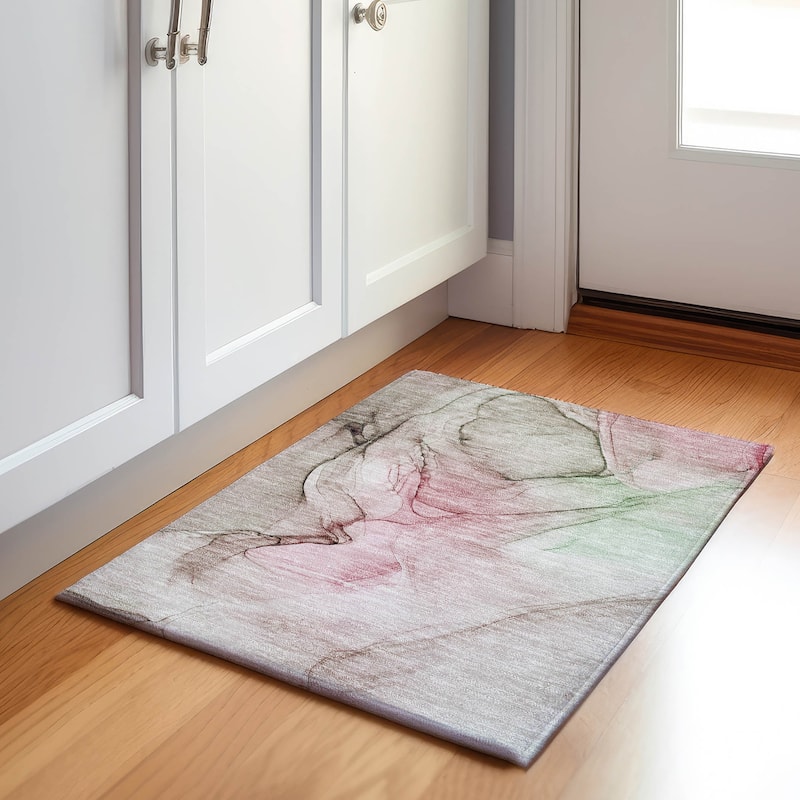 Premium Washable Super Soft Abstract Contemporary Mayfield Rug - Blush - 1' 8" x 2' 6" - Rectangle