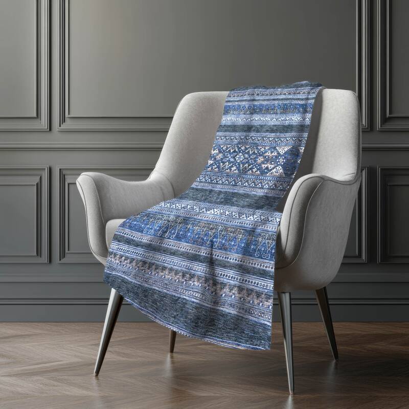 Premium Machine Washable Boho Moroccan Sherpa Throw Blanket