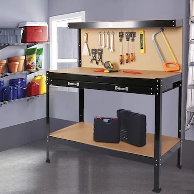 Steel Garage Workbench with Drawers, Multipurpose Tool Organizer