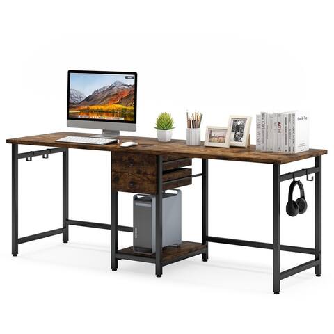 78.7 inch 2 Drawer Computer Desk for Two Person Use, Double Writing Table for Home Office