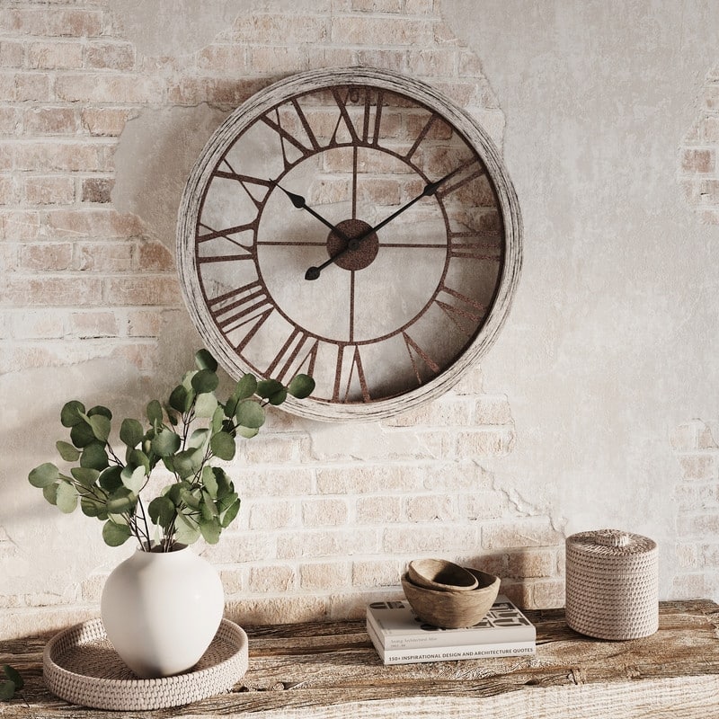 Calista Round Modern Farmhouse Wall Clock - 23.5"H x 23.5"W x 2.25"D