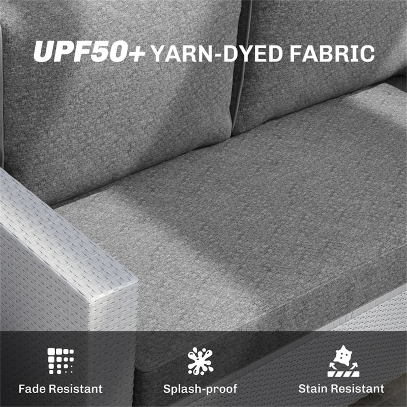 Fabric Outdoor Cushion Set with Washable Covers - Seat Cushion: 45.9" L x 26" W x 4.9" H