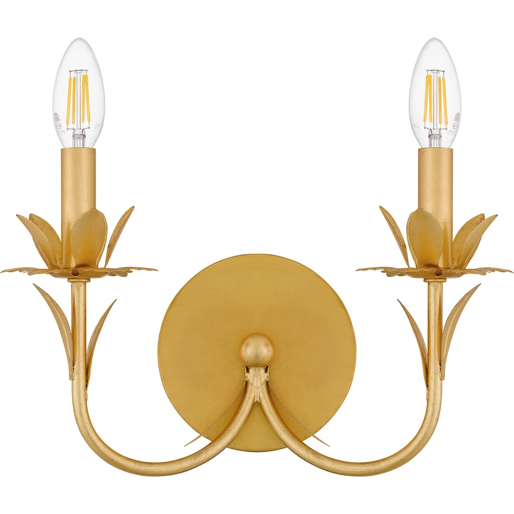 Maria 2-Light Gold Leaf Wall Sconce