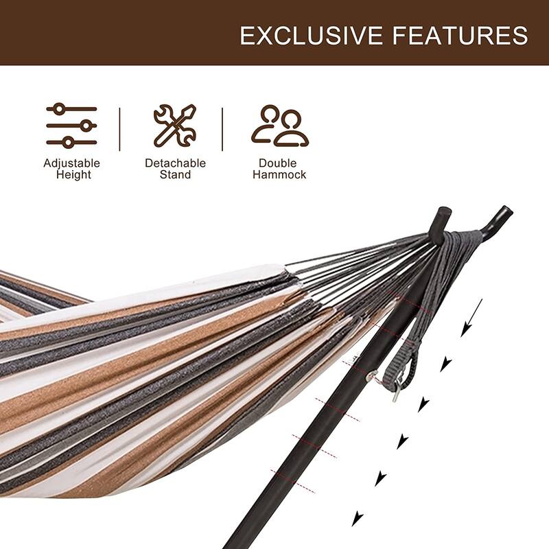 Double Cotton Hammock with Space Saving Steel Stand
