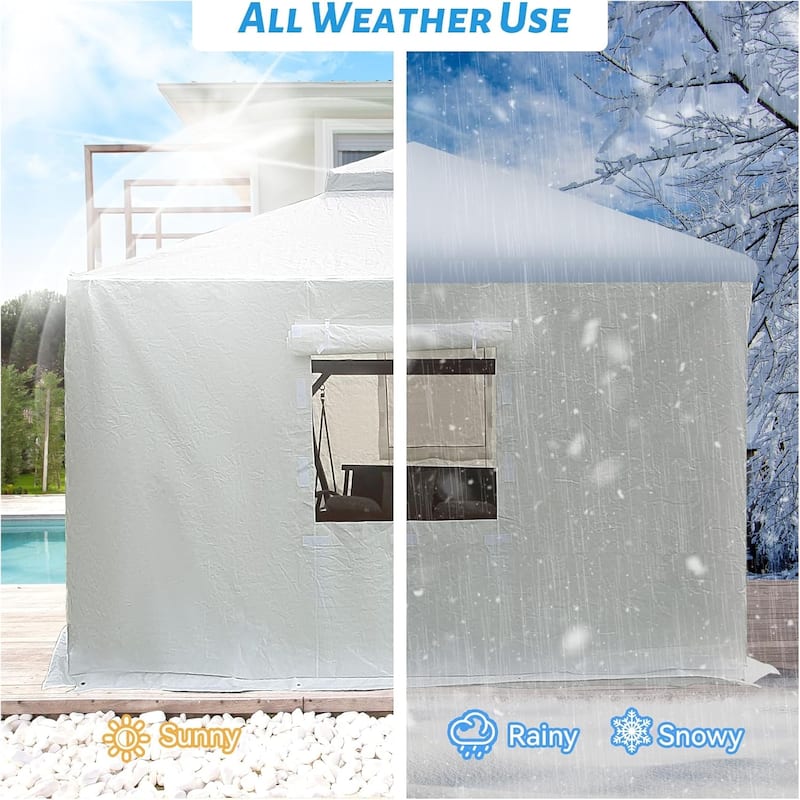 GDFStudio - Nolan 12'x12' All-Season Waterproof Gazebo Cover with Ventilated Mesh Windows and Side Enclosure Panels - 12x12 FT