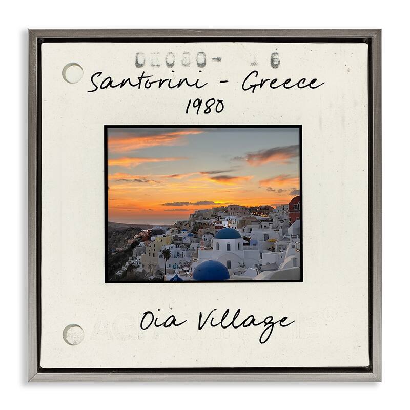 Stupell Greece Travel City View Framed Floater Canvas Wall Art Design By Val Rhodes - 25 x 25 - Grey