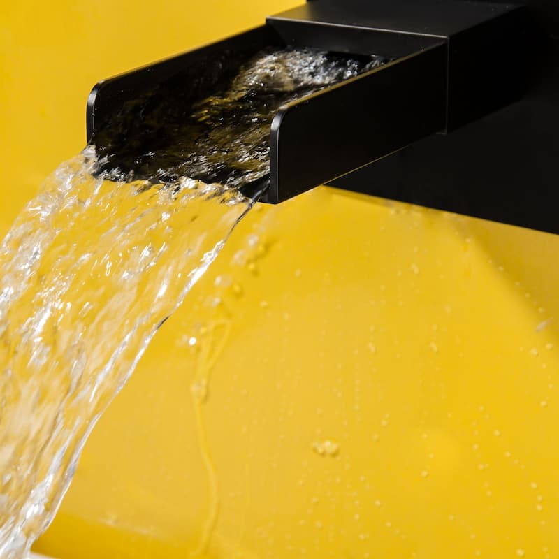 Matte Black Single Handle Waterfall Nozzle Wall Mount Bathroom Sink Faucet