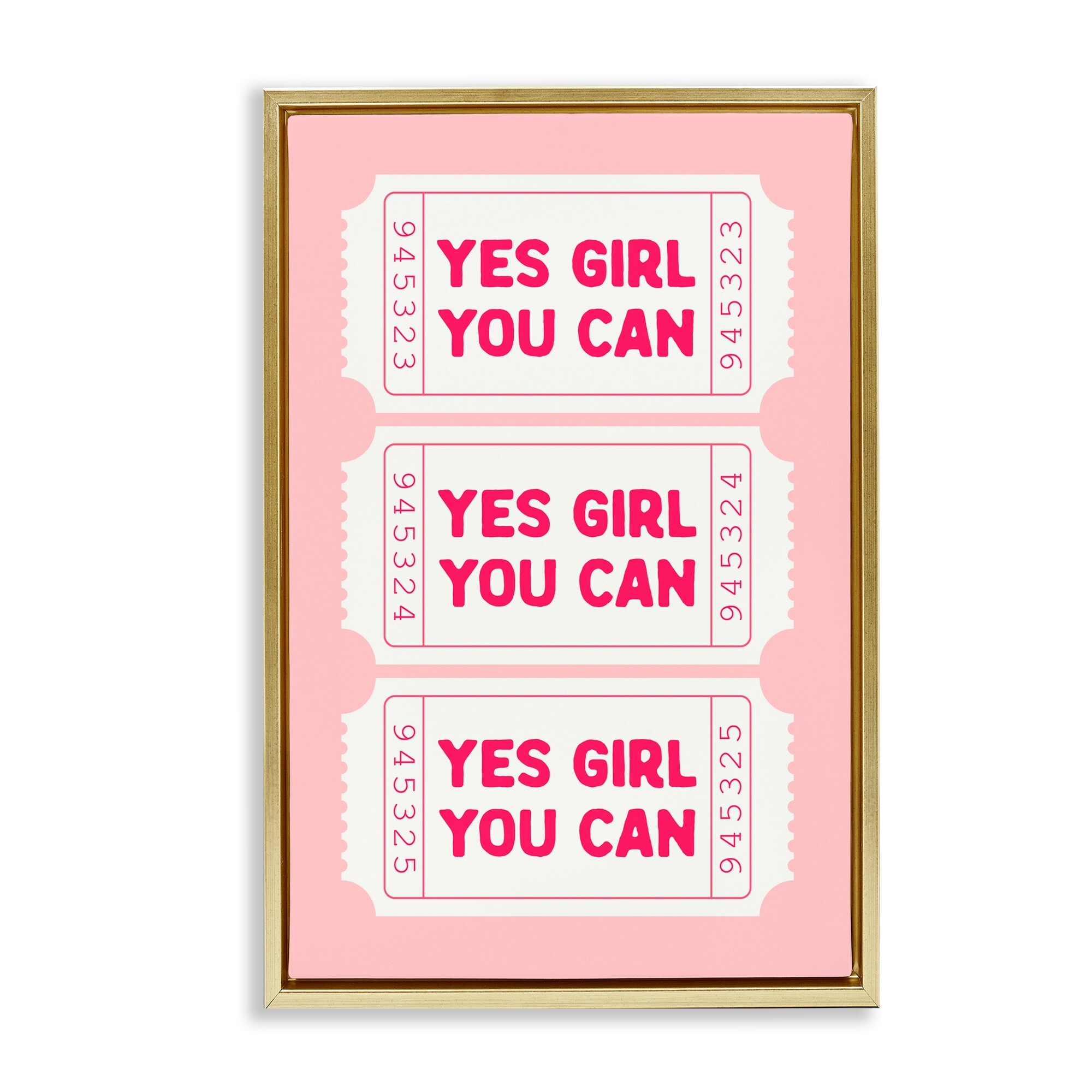 Stupell Yes Girl You Can on Pink Framed Floater Canvas Wall Art Design By Lettered and Lined