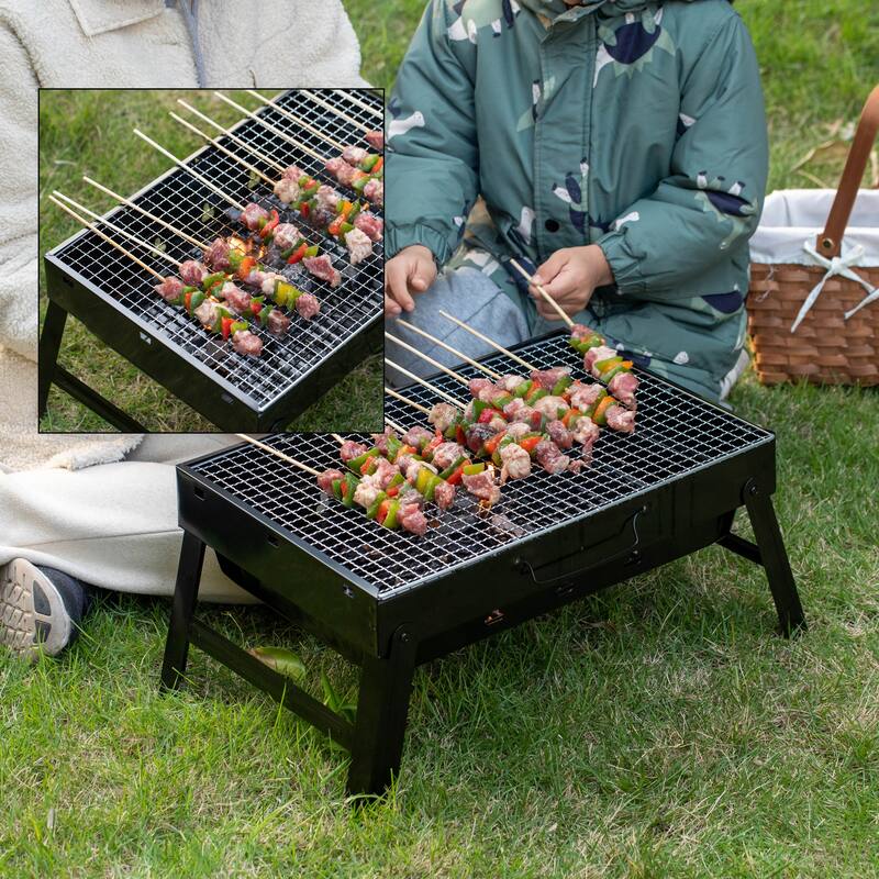 Gardenised Portable Charcoal Grill Foldable Stainless Steel BBQ for Camping Backyard Tailgating Hiking Picnic Travel Beach