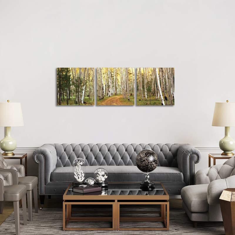 iCanvas "Aspen Trees In A Forest, Dixie National Forest, Utah, USA" by Panoramic Images 3-Piece Canvas Wall Art Set