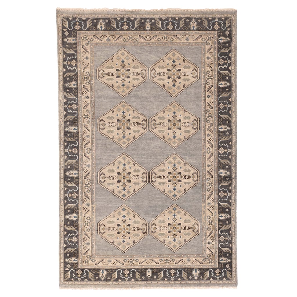 ECARPETGALLERY Hand-knotted Finest Agra Jaipur Grey Wool Rug - 5'6 x 8'5