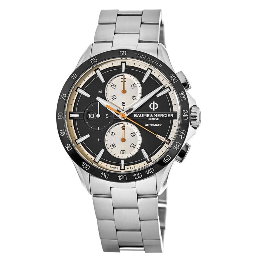 Baume and Mercier Clifton Club Automatic Chronogragh Men's Watch - Black Face, Stainless Steel Bracelet
