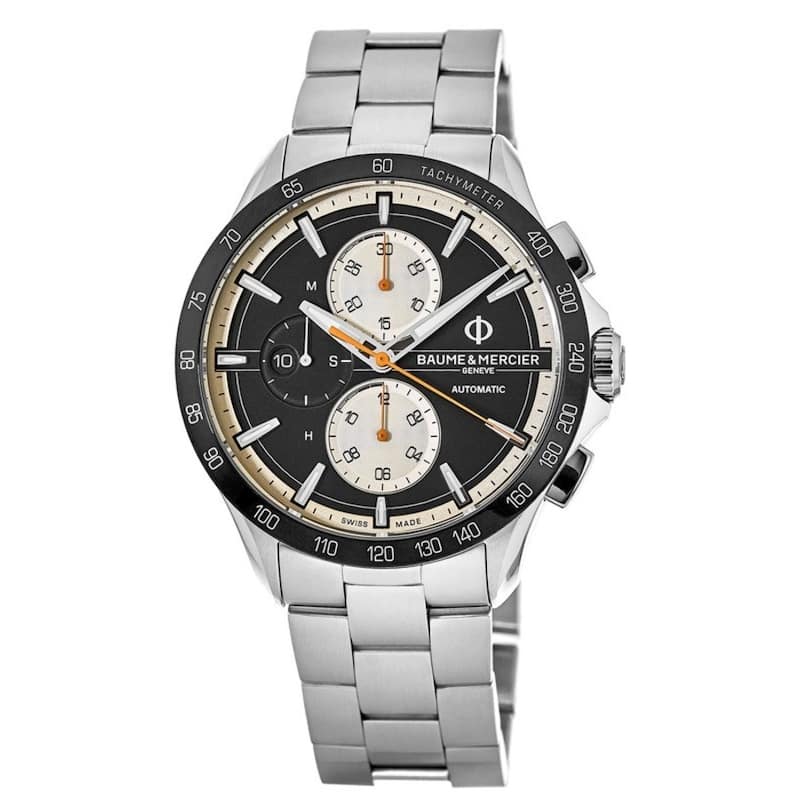Baume and Mercier Clifton Club Automatic Chronogragh Men's Watch - Black Face, Stainless Steel Bracelet