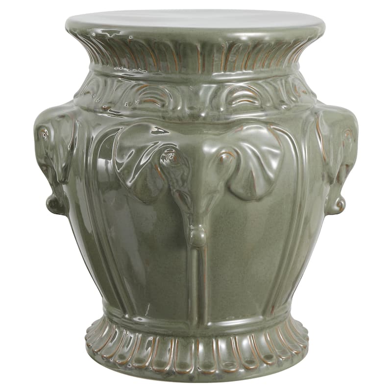 Anita 18" Classic Vintage Ceramic Indoor/Outdoor 4-Elephant Garden Stool, By