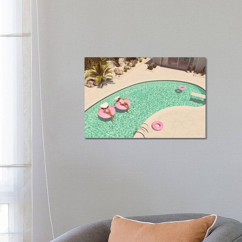 iCanvas "Women Swimming On Float In A Pool. 3D Rendering" by 2mmedia Canvas Print - 18x26x1.5