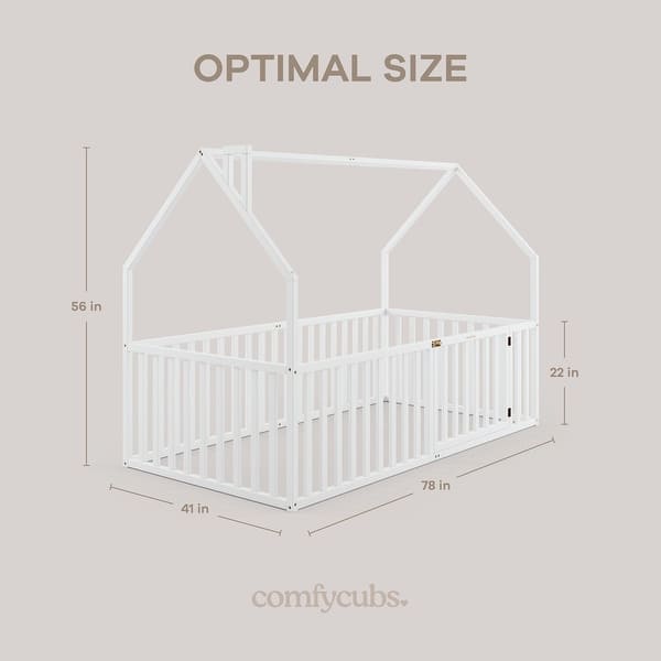 dimension image slide 1 of 3, Kids House Gated Floor Bed Twin Size for 5+ by Comfy Cubs