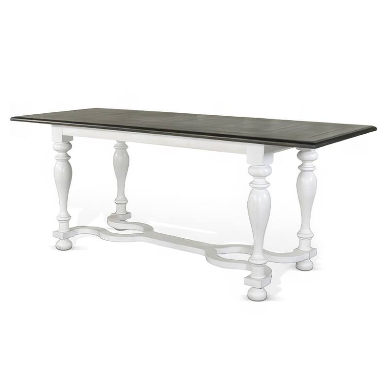 Orso Counter Height Narrow Dining Table, White, Brown Wood, 84 Inch
