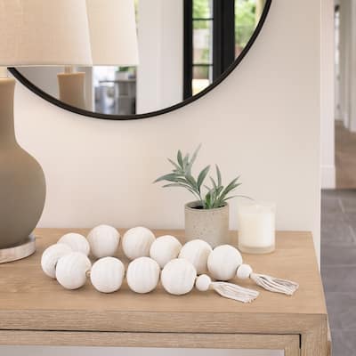 Ecomix Decorative Garland with Leather Tassels Capri Style - 3" White - 53" x 3" x 3"