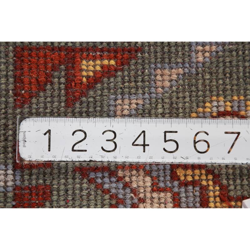 Hand Knotted Oriental 100% Wool Carpet Transitional Geometric Green Khotan Runner Rug - 7' 10'' X 2' 6''