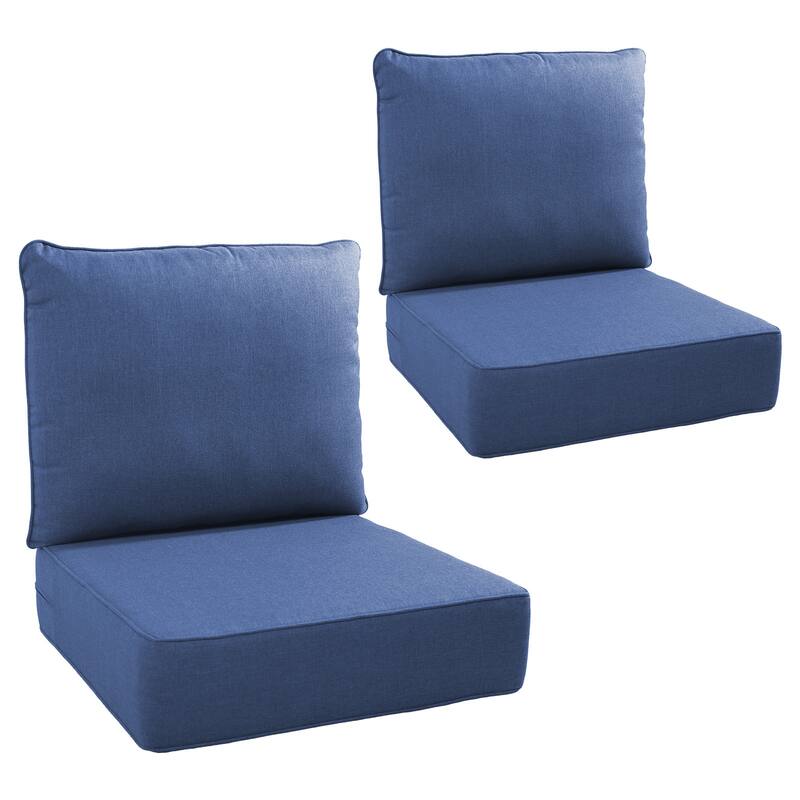 Gymojoy 24"x22"x6" Patio Thick Cushions & Pillows Set - Deep Seat Indoor/Outdoor Water & Fade Resistant - Two Sets - Blue