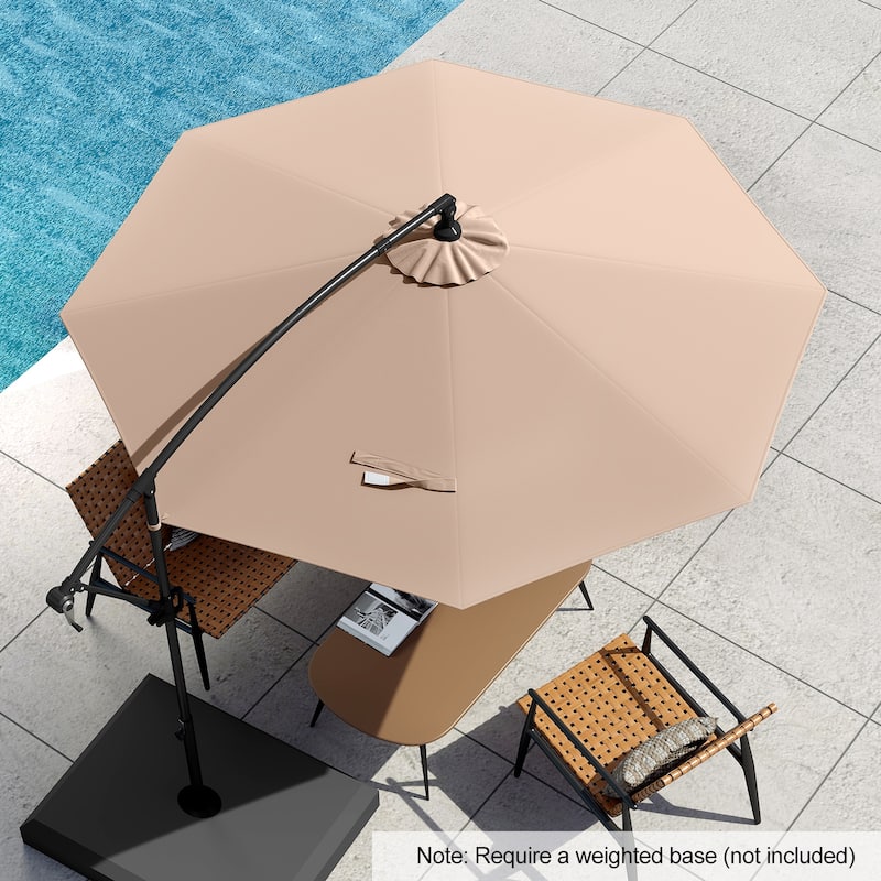 Gymax 10 FT Patio Offset Umbrella w/ X-shaped Base Infinite Tile &