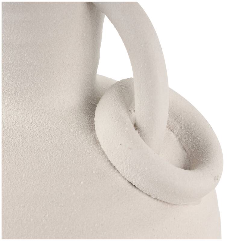 Gray or Cream Ceramic Textured Whitewashed Vase with Ring Handles