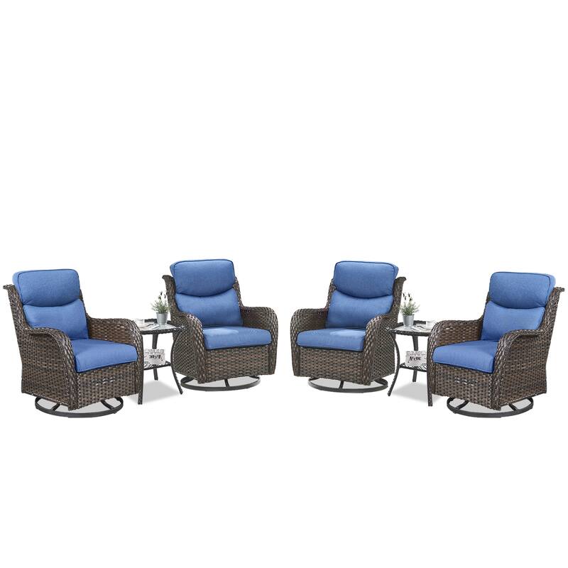 Pocassy Outdoor Glider Chairs Table with 5Inch 6Inch Cushion