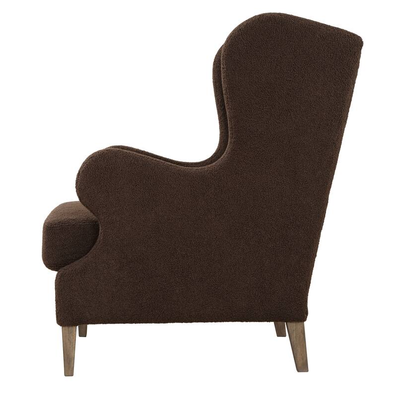 Solid Wingback Accent Chair with Tapered Legs - 40" - Brown