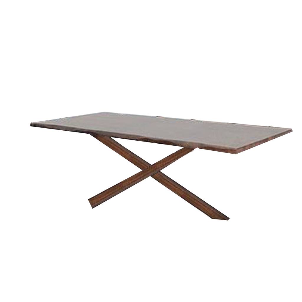Vyva Dining Table, Triple Cut Live Edge, Walnut Brown Wood, 71 Inch