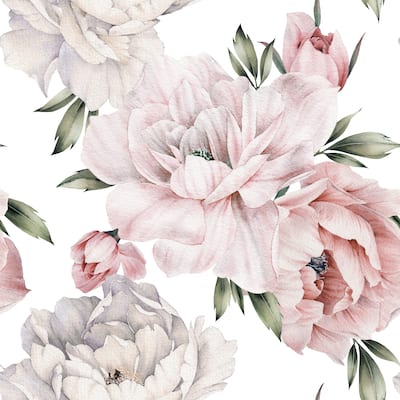 Garden Pink Peonies Removable Wallpaper - 24'' inch x 10'ft