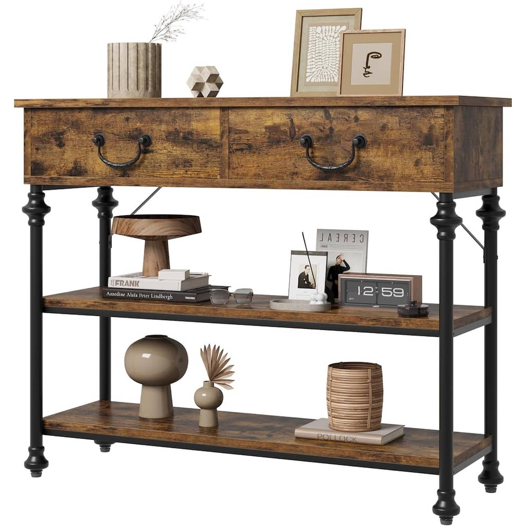 IDEALHOUSE Console Tables with 2 Drawers, Storage Shelves