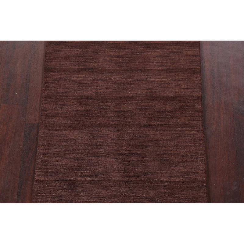 Contemporary Solid Gabbeh Oriental Runner Rug Hand-knotted Wool Carpet - 2'9" x 9'10"