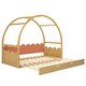 preview thumbnail 25 of 30, Twin Size House Bed Vaulted Roof Bed with Stretchable Trundle & Fence, Unique Adjustable Grounded Bed Twin to King Bed Frame