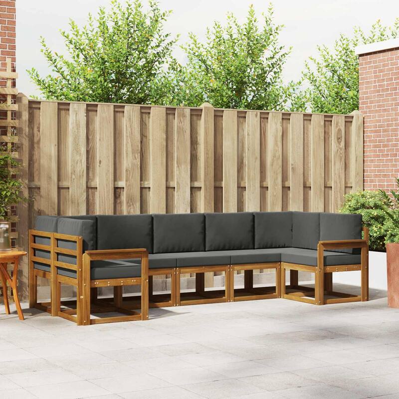 vidaXL Outdoor Sofa Set with Cushion 7 pcs Natural and Anthracite - 119.69 x 50.59 x 28.74 in
